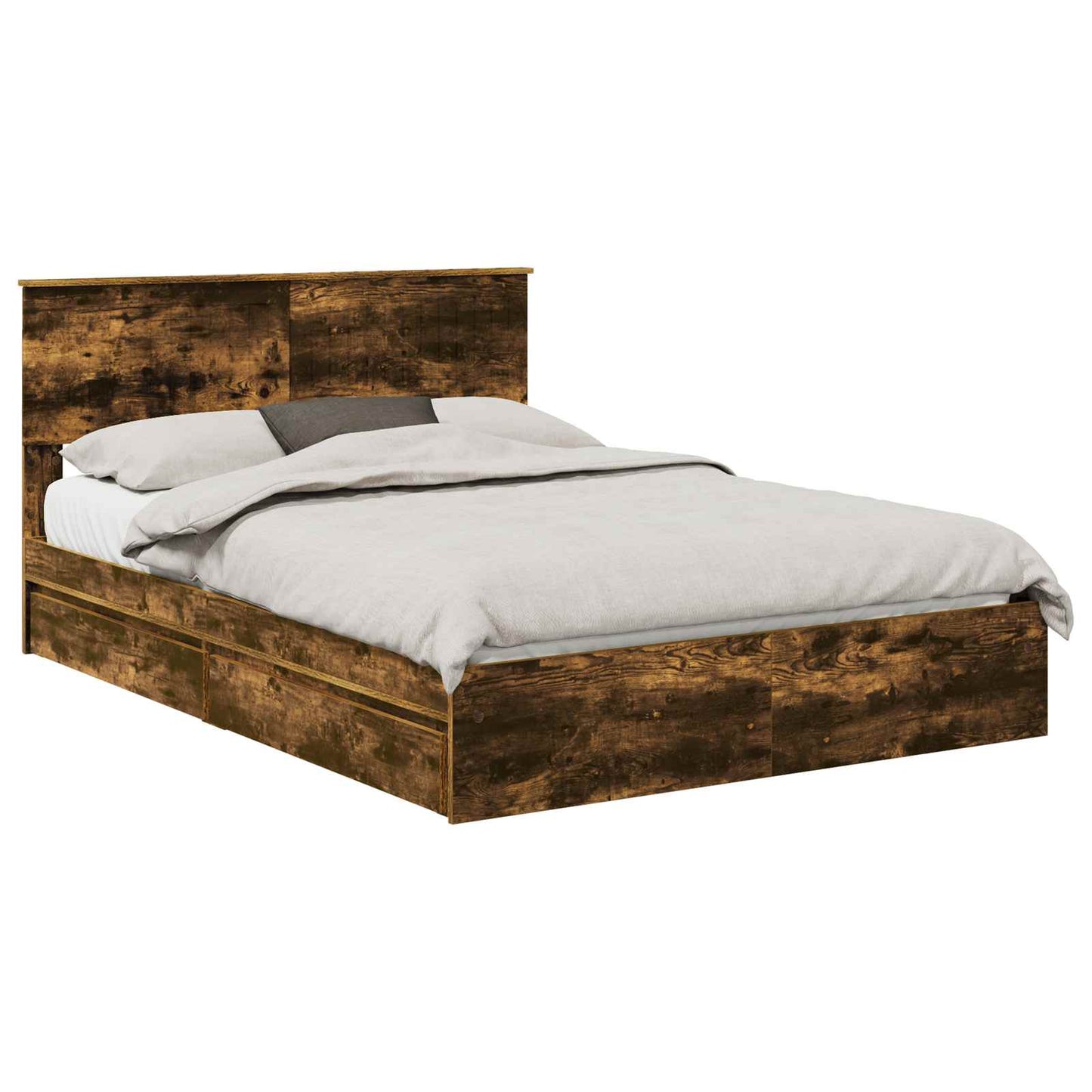 Letto con Contenitore con testiera Rovere fumé 135 x 190 cm | homemem39
