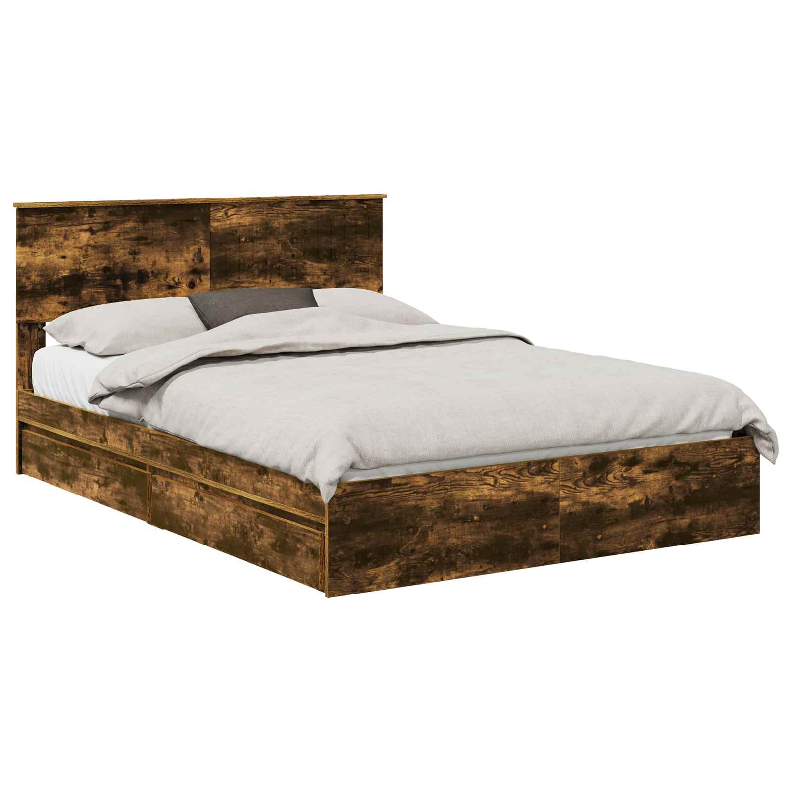 Letto con Contenitore con testiera Rovere fumé 135 x 190 cm | homemem39