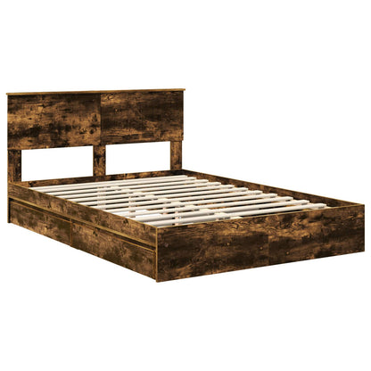 Letto con Contenitore con testiera Rovere fumé 135 x 190 cm | homemem39