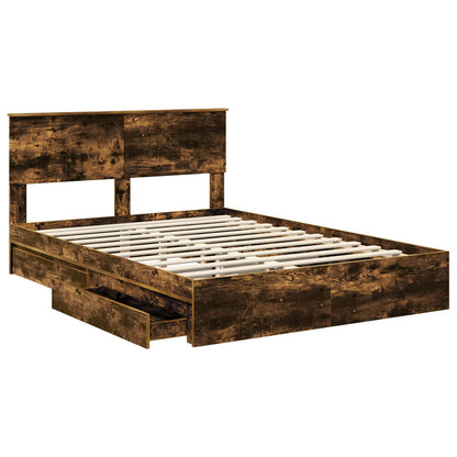 Letto con Contenitore con testiera Rovere fumé 135 x 190 cm | homemem39