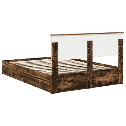Letto con Contenitore con testiera Rovere fumé 135 x 190 cm | homemem39