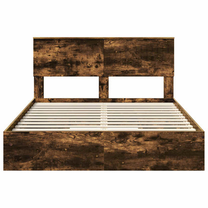 Letto con Contenitore con testiera Rovere fumé 135 x 190 cm | homemem39
