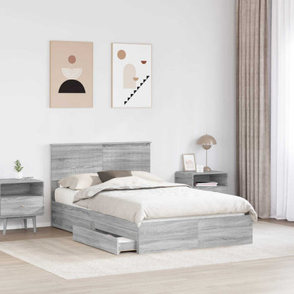 Letto con Contenitore con testiera Grigio Sonoma 120 x 200 cm