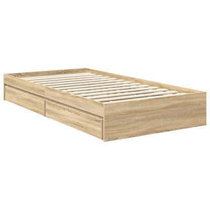 Letto con Contenitore con testiera Rovere Sonoma 100 x 200 cm | homemem39