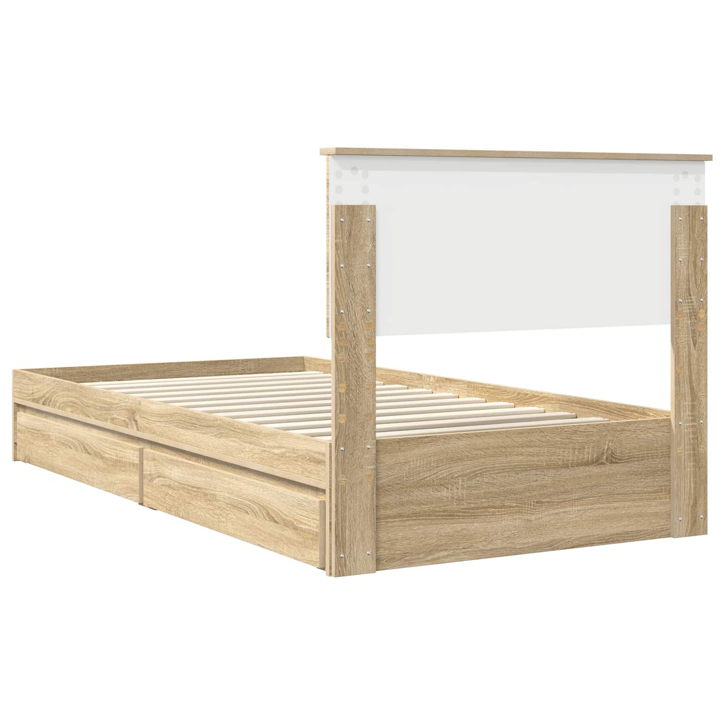 Letto con Contenitore con testiera Rovere Sonoma 100 x 200 cm | homemem39
