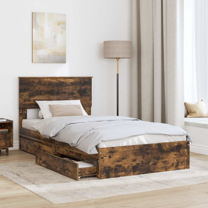 Letto con Contenitore con testiera Rovere fumé 100 x 200 cm | homemem39
