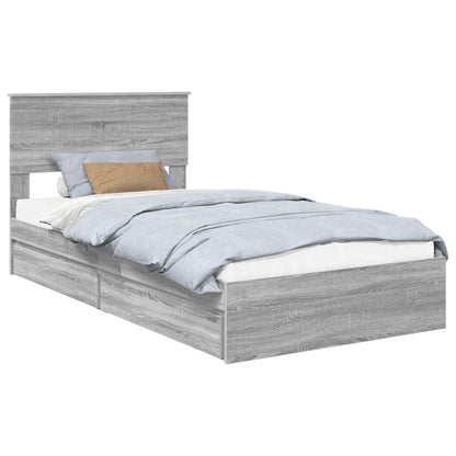 Letto con Contenitore con testiera Grigio Sonoma 100 x 200 cm | homemem39