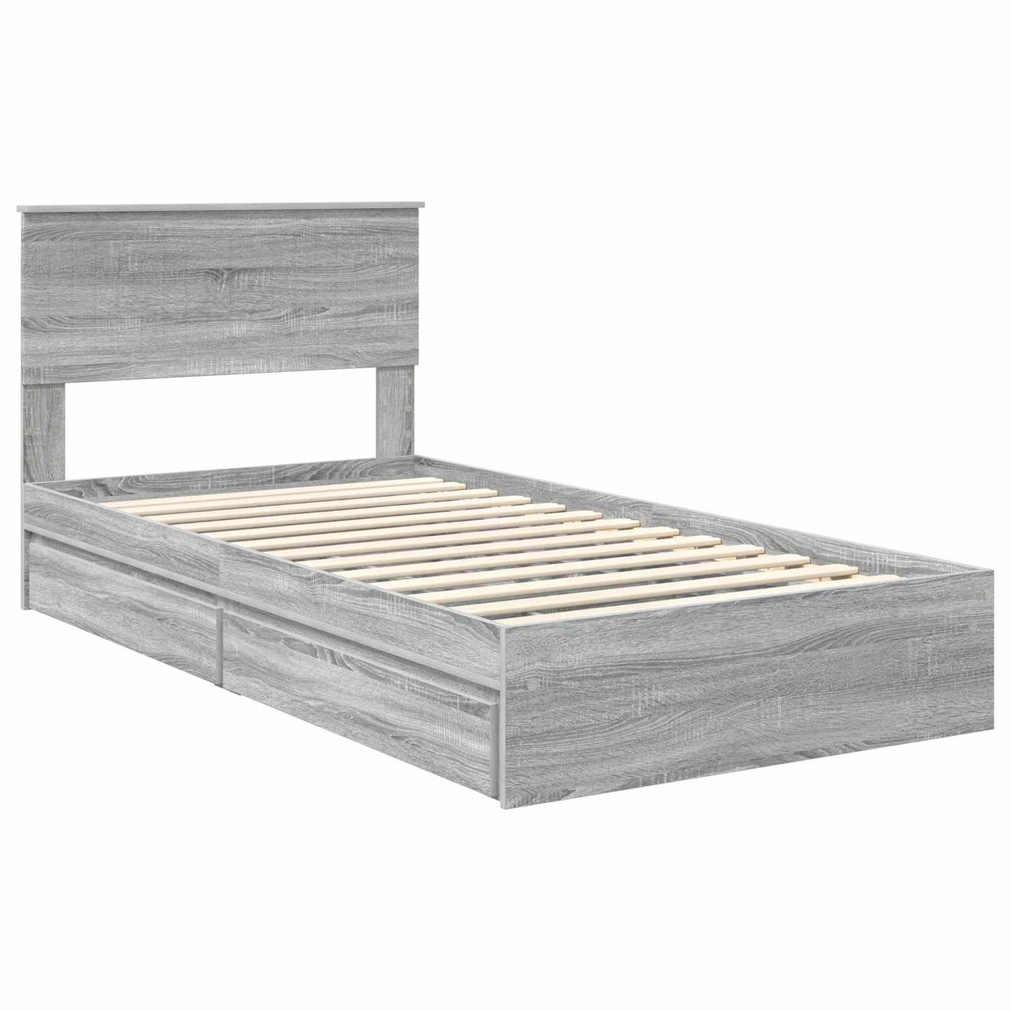 Letto con Contenitore con testiera Grigio Sonoma 100 x 200 cm | homemem39