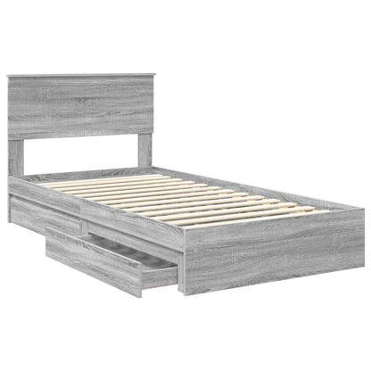 Letto con Contenitore con testiera Grigio Sonoma 100 x 200 cm | homemem39