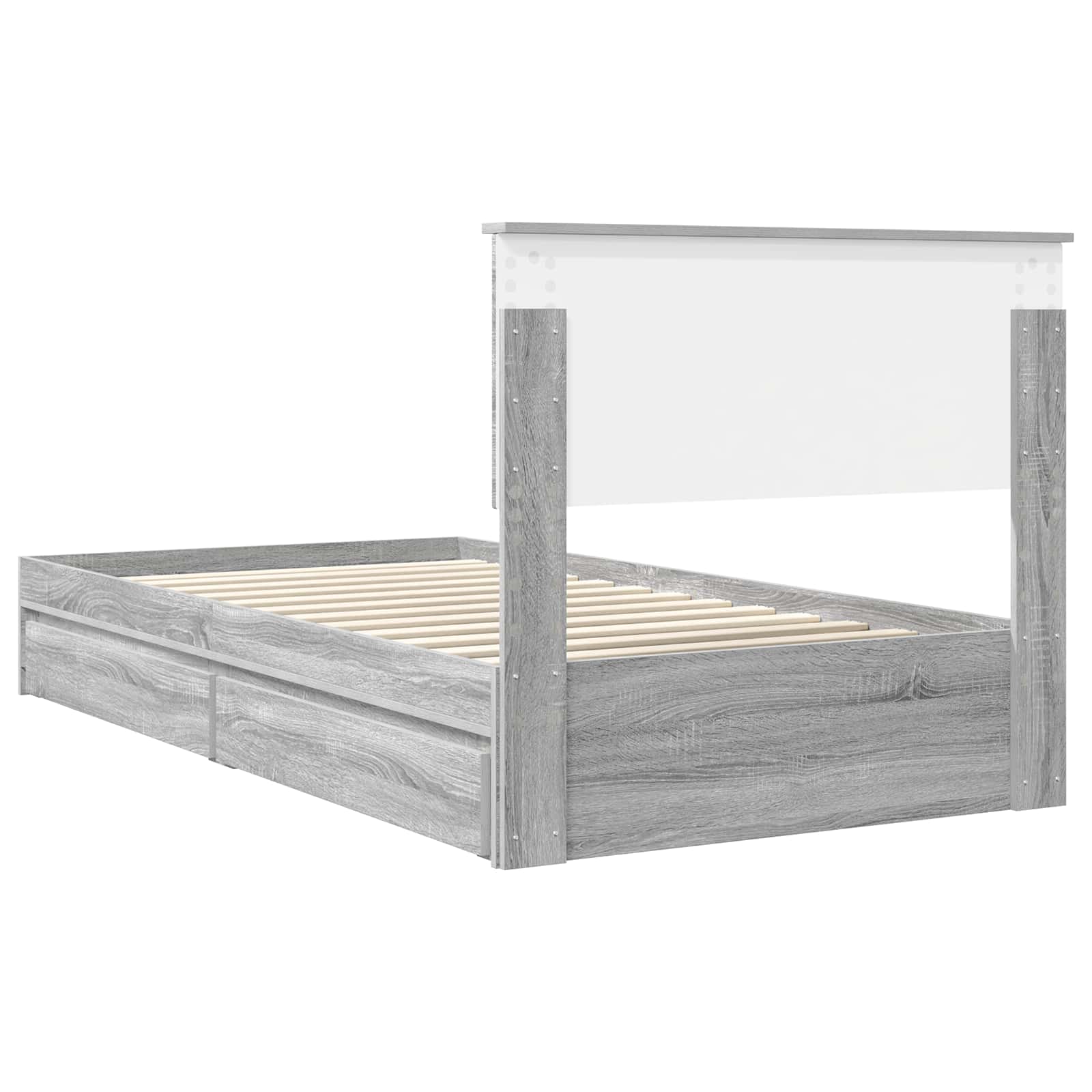 Letto con Contenitore con testiera Grigio Sonoma 100 x 200 cm | homemem39
