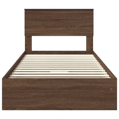 Letto con Contenitore con testiera Rovere Marrone 100 x 200 cm