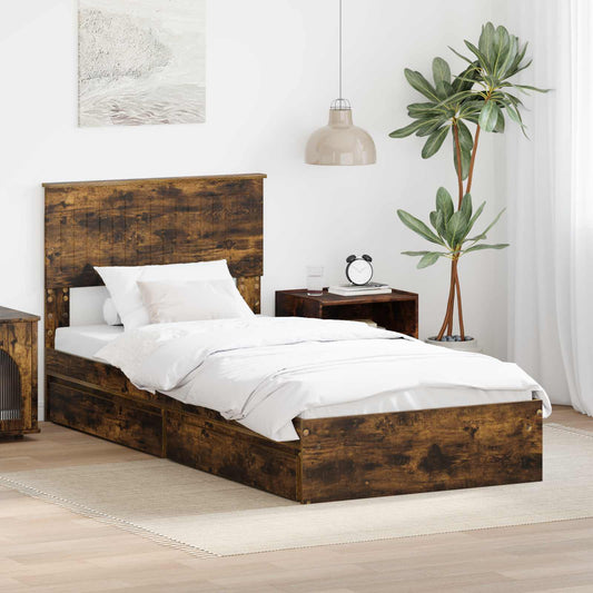 Letto con Contenitore Rovere fumé 90 x 200 cm Legno multistrato | homemem39