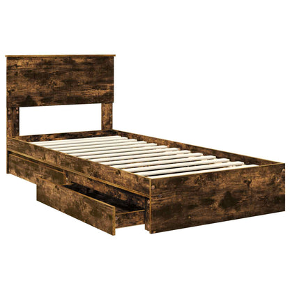 Letto con Contenitore Rovere fumé 90 x 200 cm Legno multistrato | homemem39