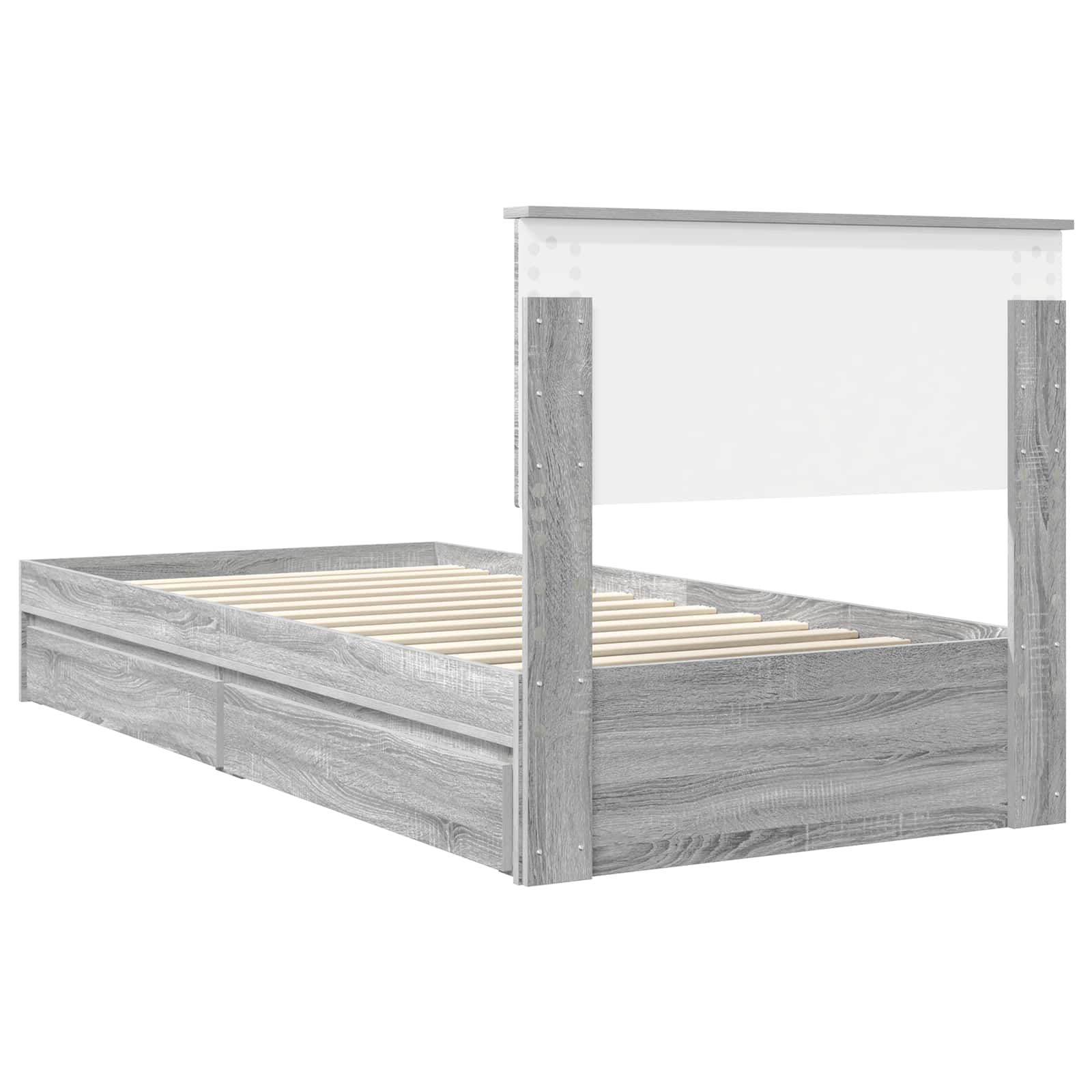 Letto con Contenitore con testiera Grigio Sonoma 90 x 200 cm | homemem39