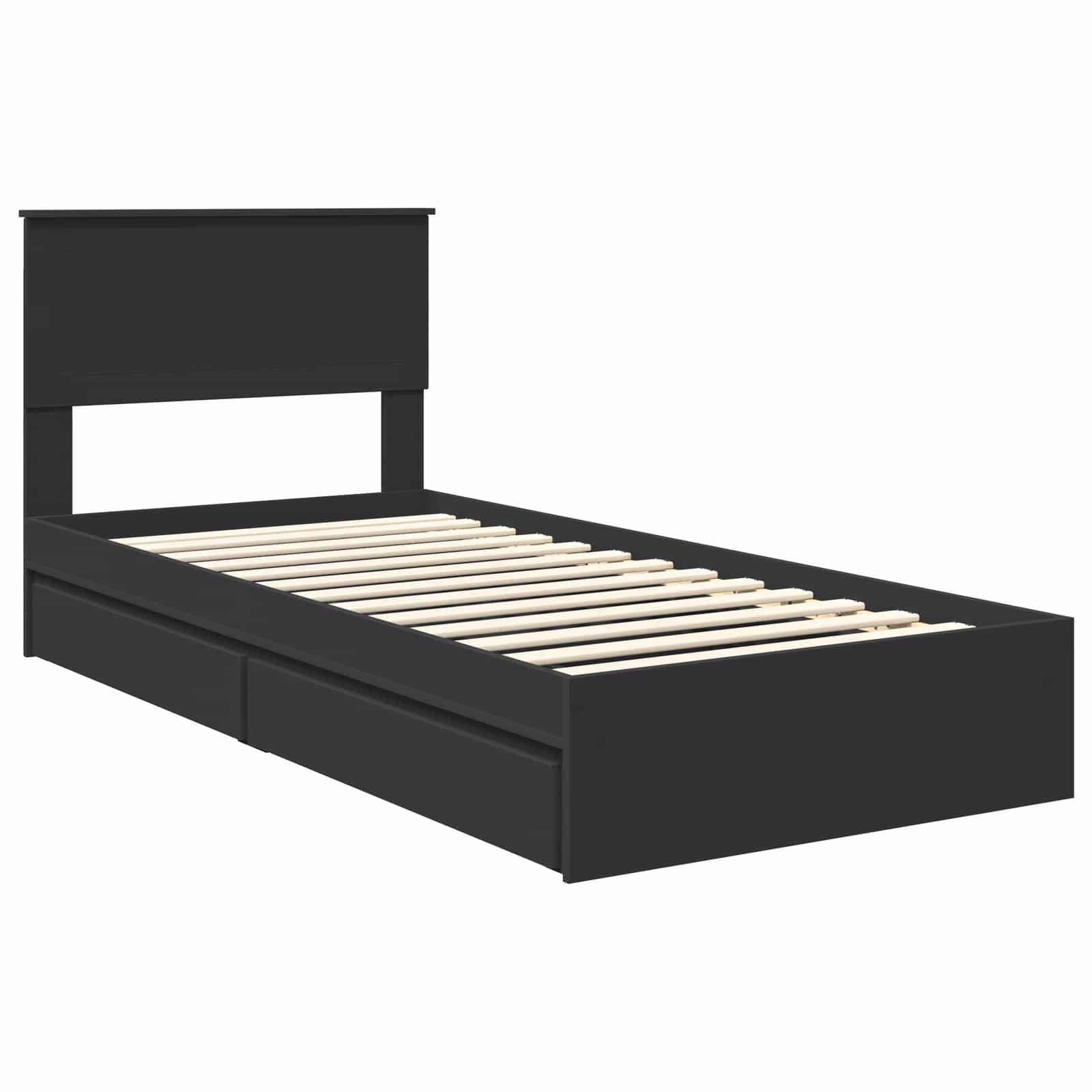 Letto con Contenitore Nero 90 x 190 cm Legno multistrato | homemem39