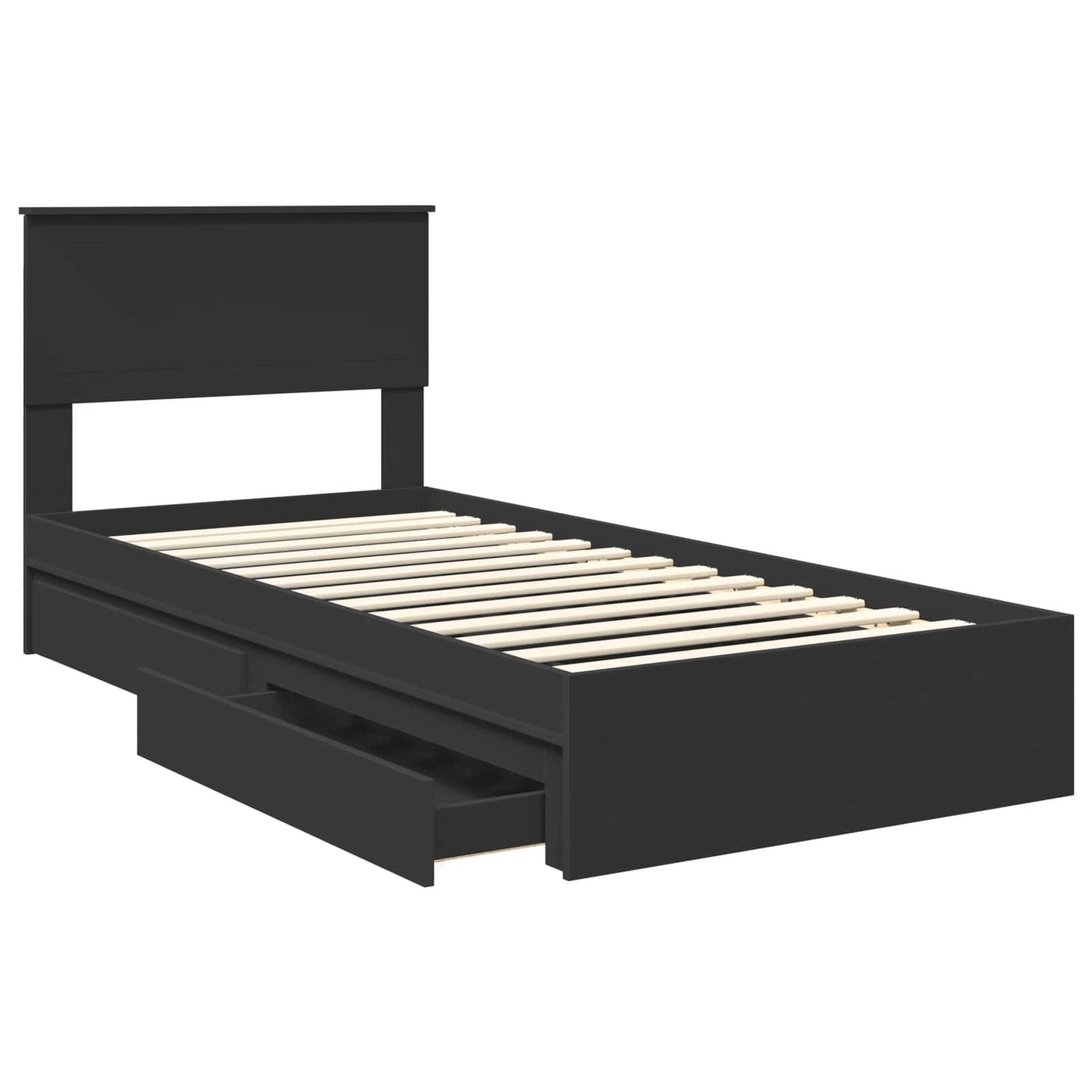 Letto con Contenitore Nero 90 x 190 cm Legno multistrato | homemem39
