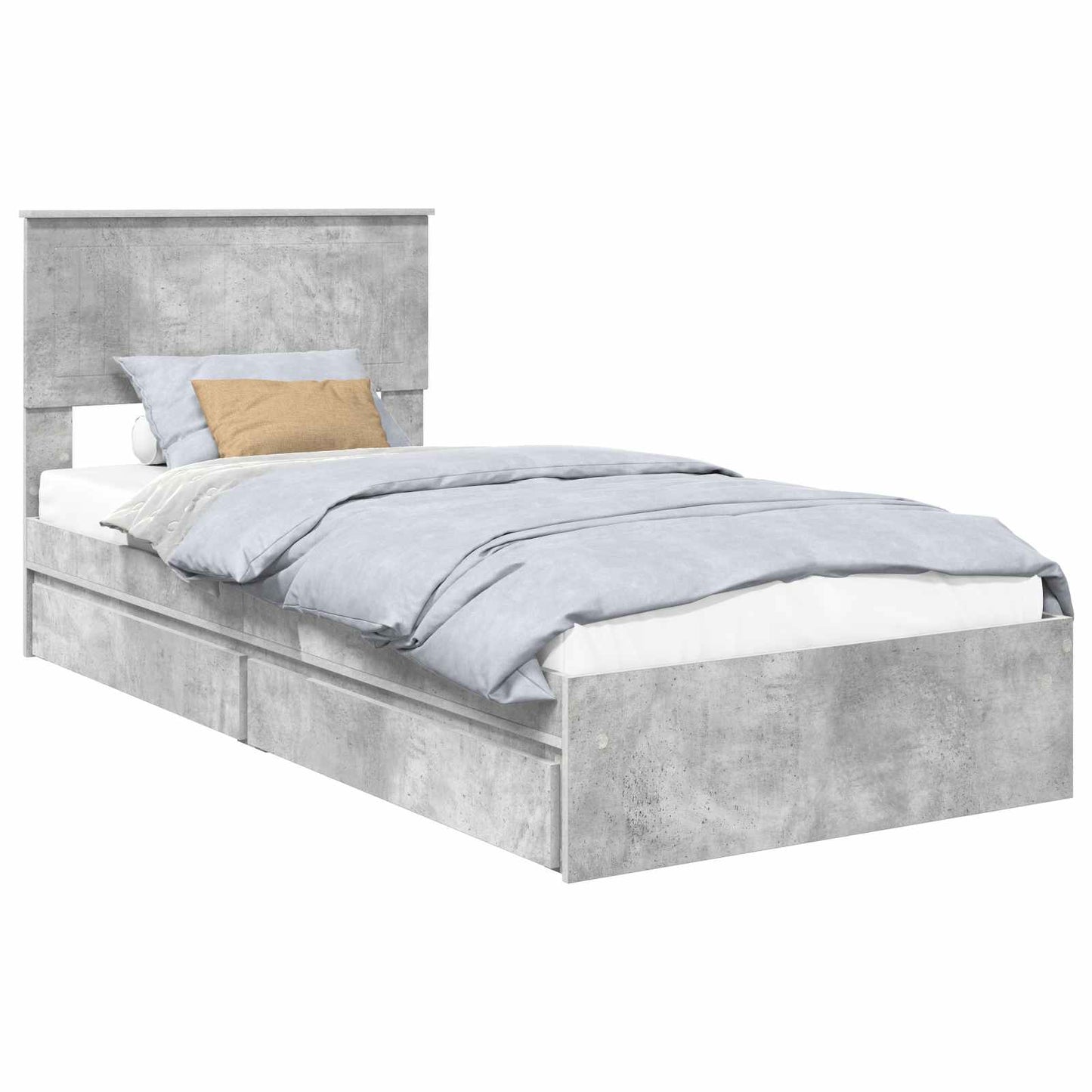 Letto con Contenitore con testiera Grigio cemento 90 x 190 cm | homemem39