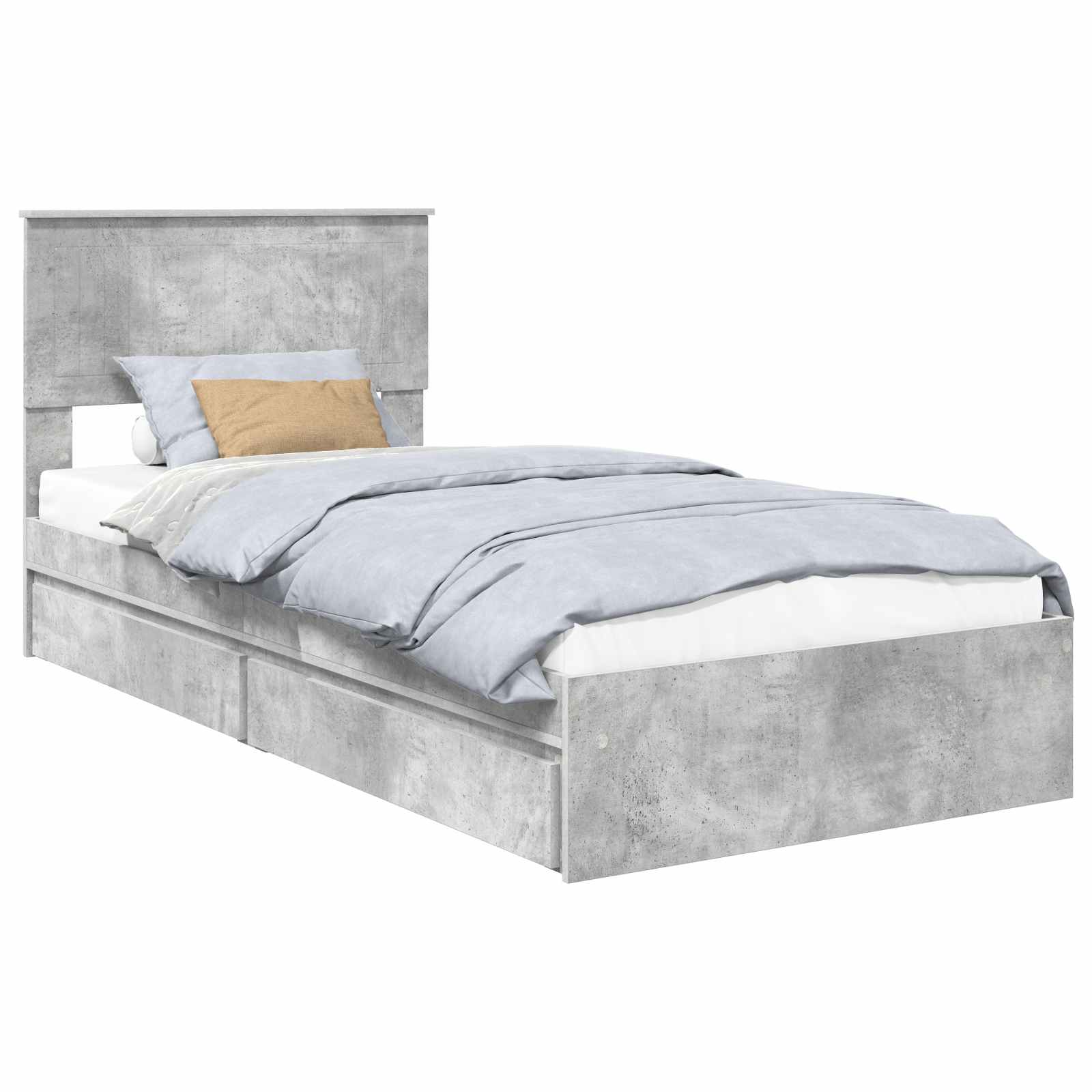 Letto con Contenitore con testiera Grigio cemento 90 x 190 cm | homemem39