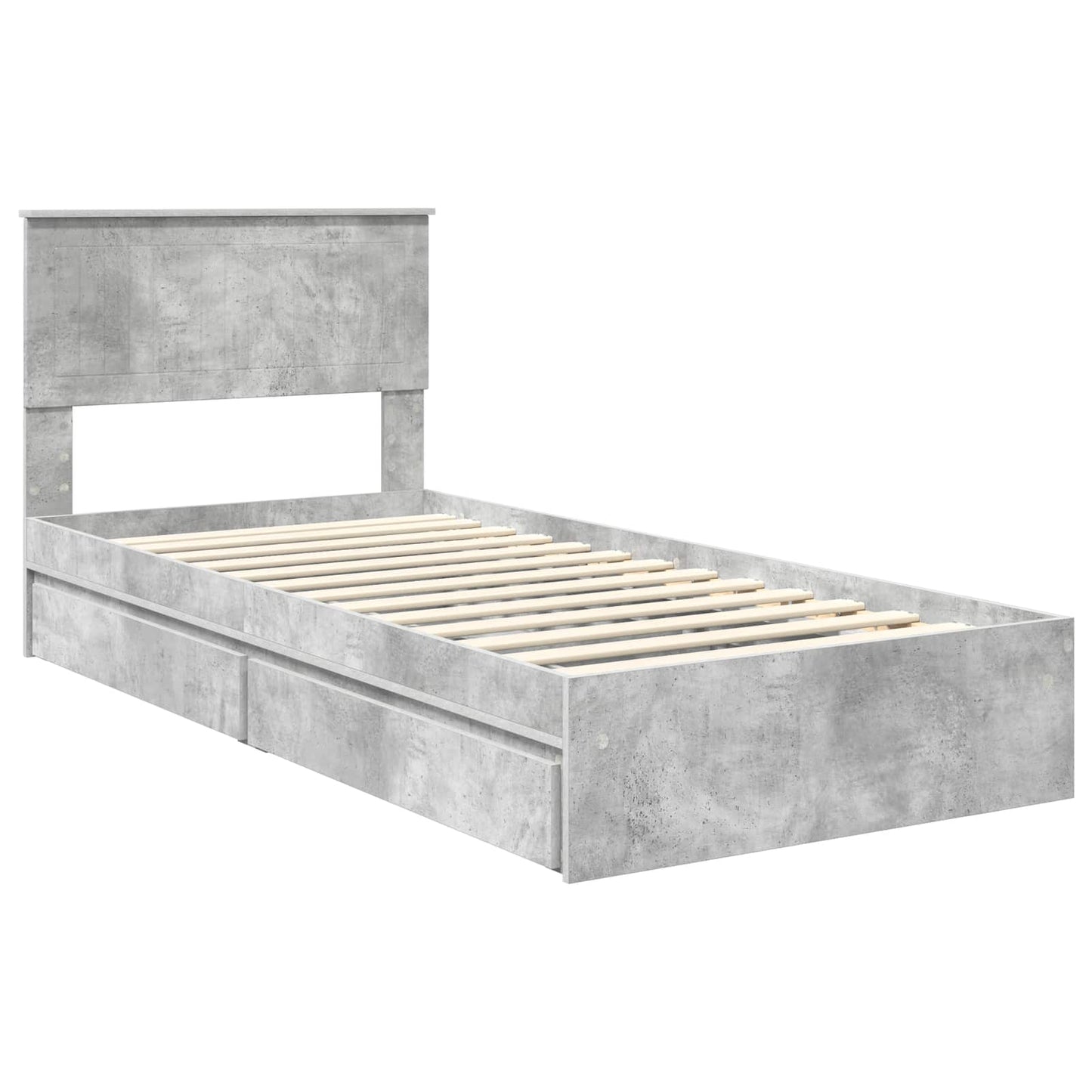 Letto con Contenitore con testiera Grigio cemento 90 x 190 cm | homemem39