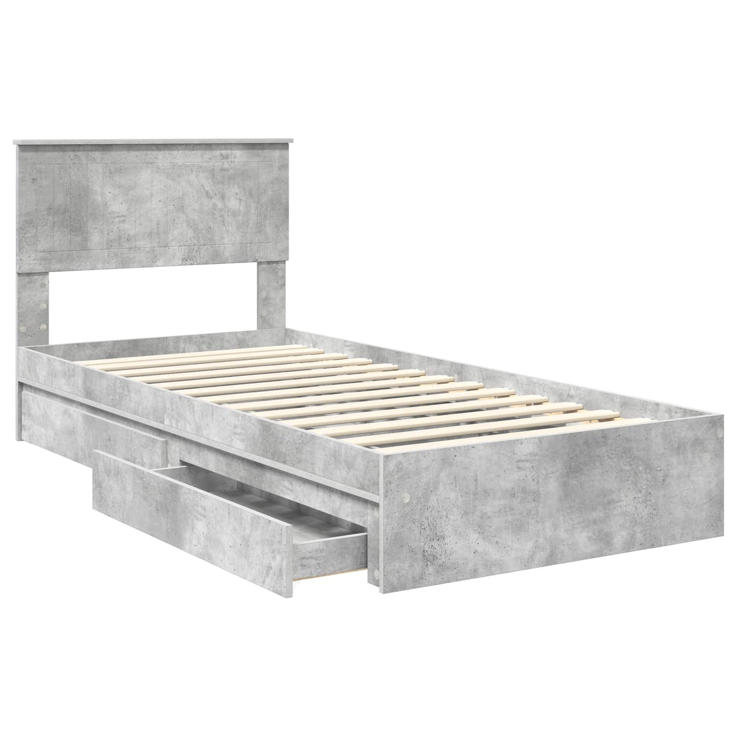 Letto con Contenitore con testiera Grigio cemento 90 x 190 cm | homemem39