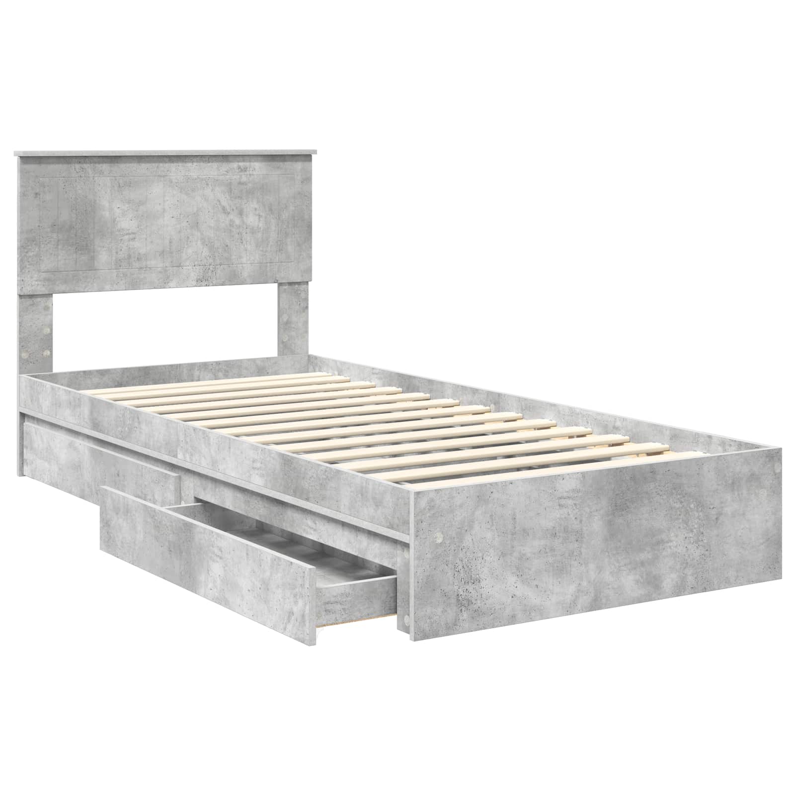 Letto con Contenitore con testiera Grigio cemento 90 x 190 cm | homemem39