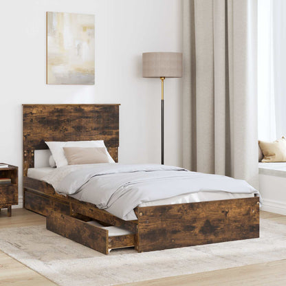 Letto con Contenitore Rovere fumé 90 x 190 cm Legno multistrato | homemem39