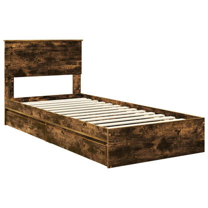 Letto con Contenitore Rovere fumé 90 x 190 cm Legno multistrato | homemem39