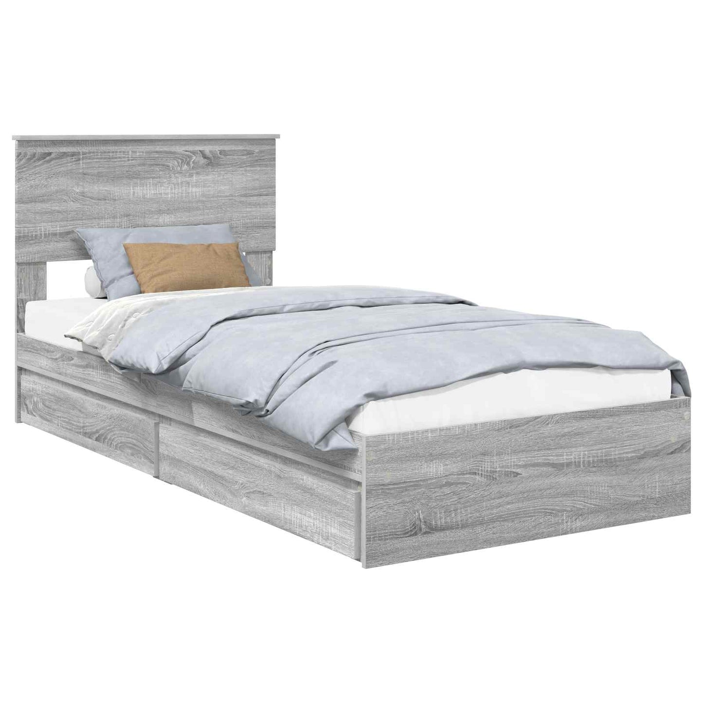 Letto con Contenitore con testiera Grigio Sonoma 90 x 190 cm | homemem39