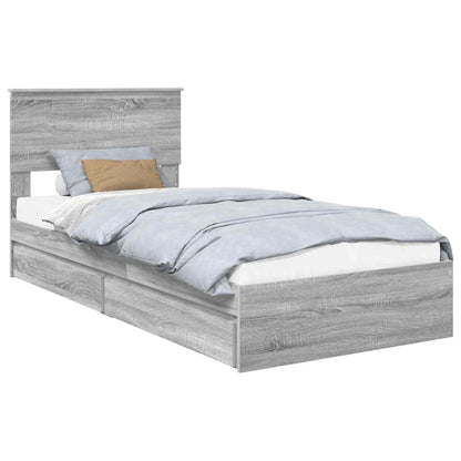 Letto con Contenitore con testiera Grigio Sonoma 90 x 190 cm | homemem39