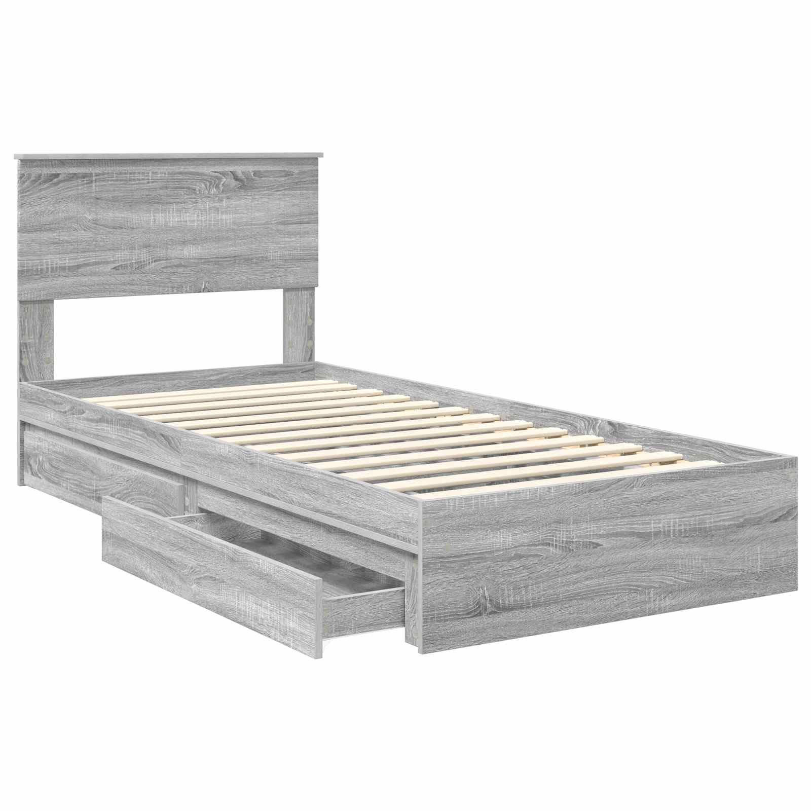 Letto con Contenitore con testiera Grigio Sonoma 90 x 190 cm | homemem39