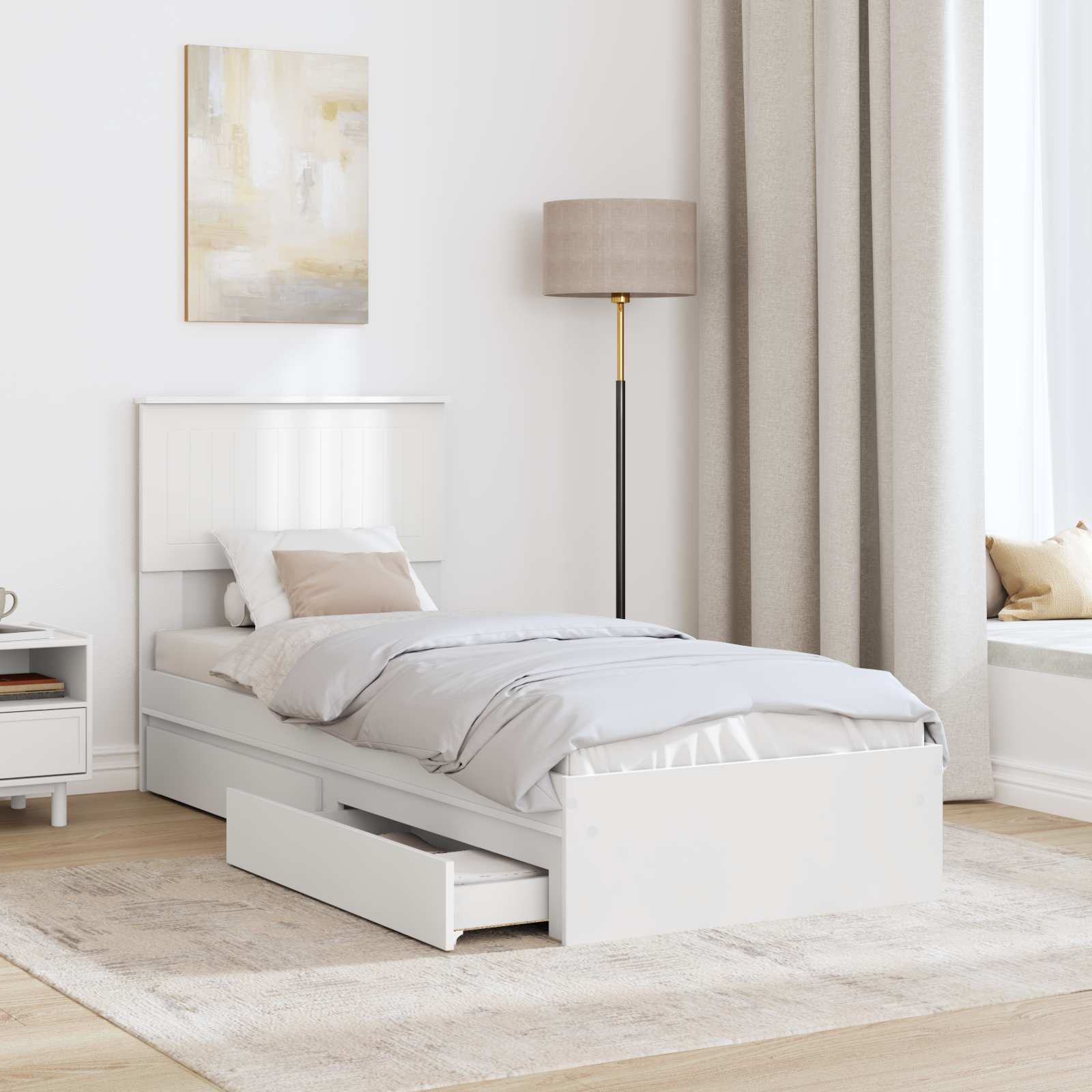 Letto con Contenitore Bianco 75 x 190 cm Legno multistrato | homemem39