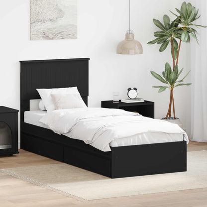 Letto con Contenitore Nero 75 x 190 cm Legno multistrato