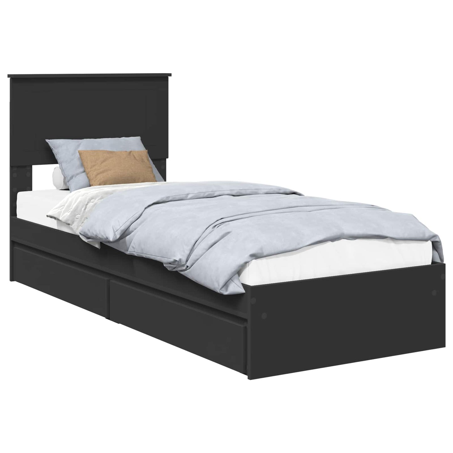 Letto con Contenitore Nero 75 x 190 cm Legno multistrato