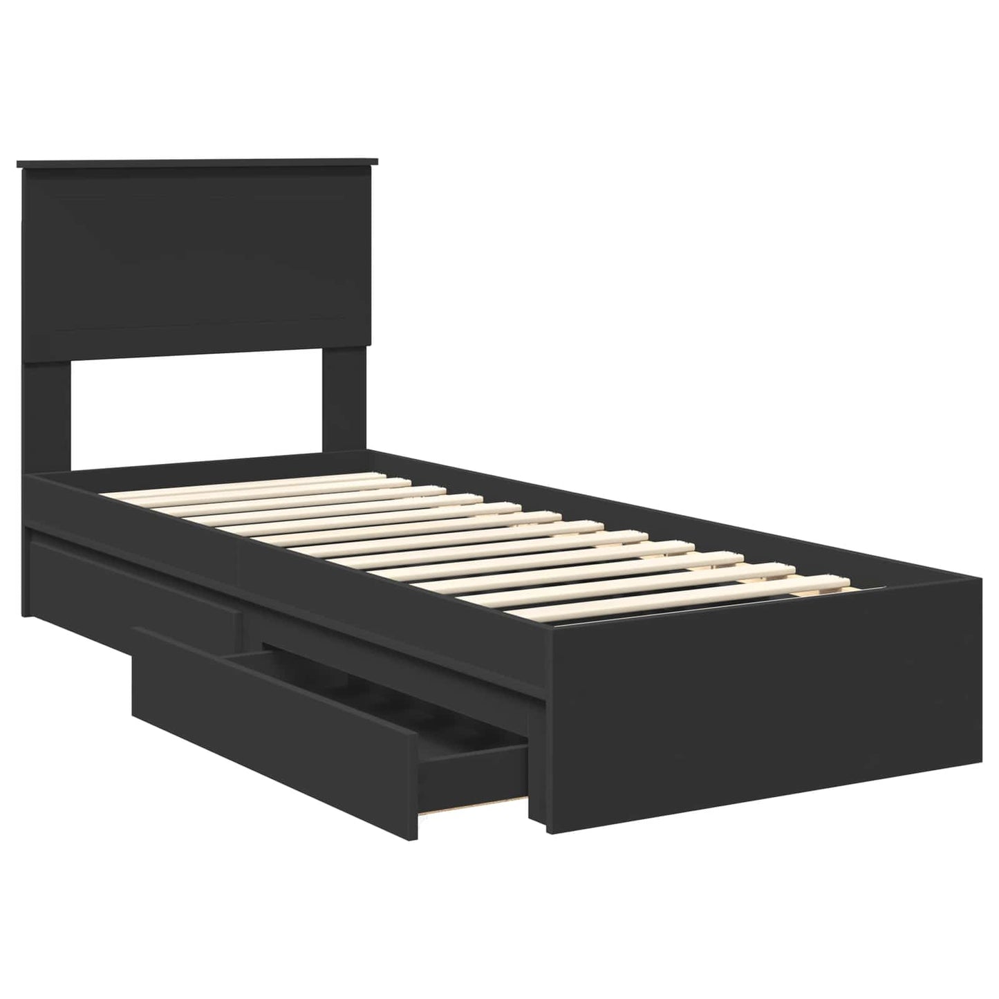 Letto con Contenitore Nero 75 x 190 cm Legno multistrato | homemem39