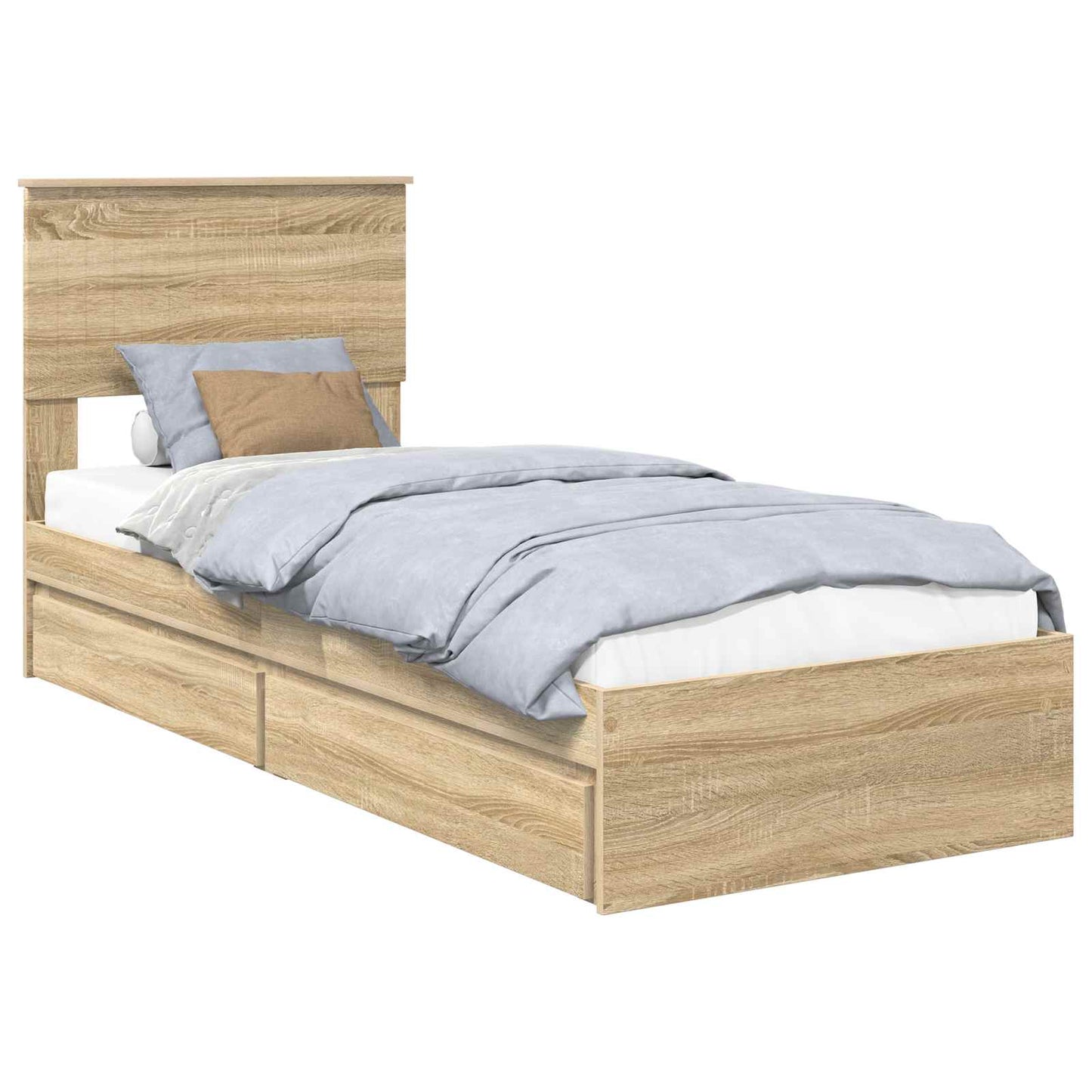 Letto con Contenitore con testiera Rovere Sonoma 75 x 190 cm | homemem39