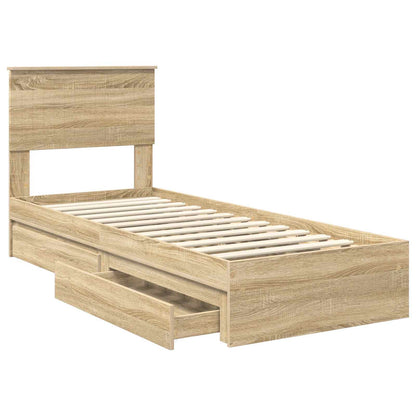 Letto con Contenitore con testiera Rovere Sonoma 75 x 190 cm | homemem39