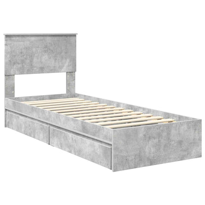 Letto con Contenitore con testiera Grigio cemento 75 x 190 cm | homemem39