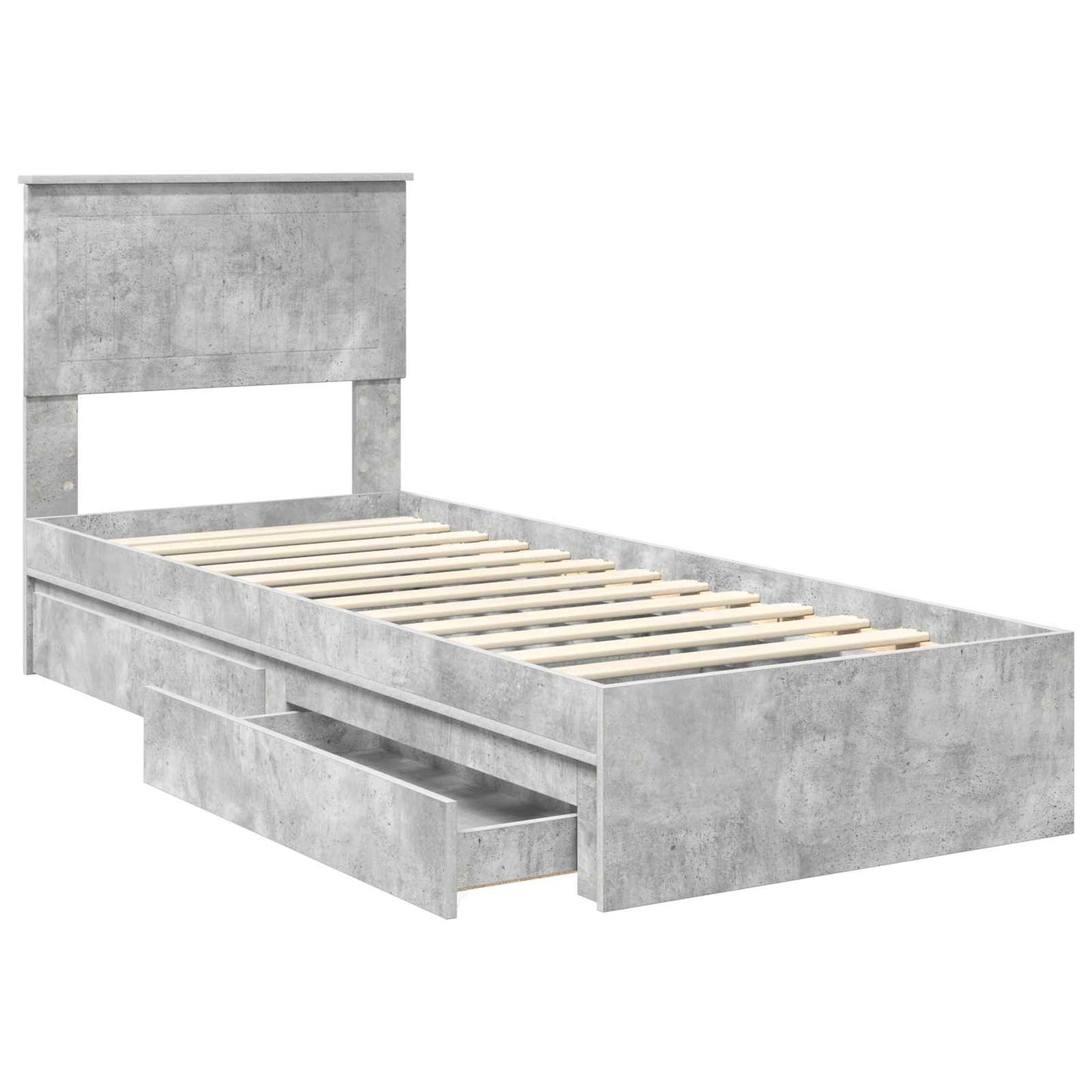 Letto con Contenitore con testiera Grigio cemento 75 x 190 cm | homemem39