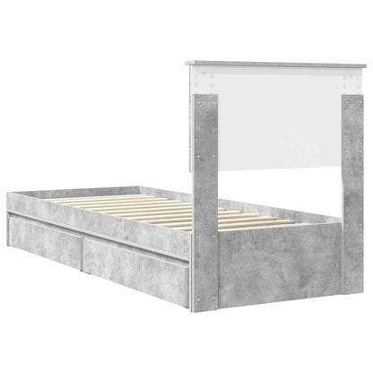 Letto con Contenitore con testiera Grigio cemento 75 x 190 cm | homemem39