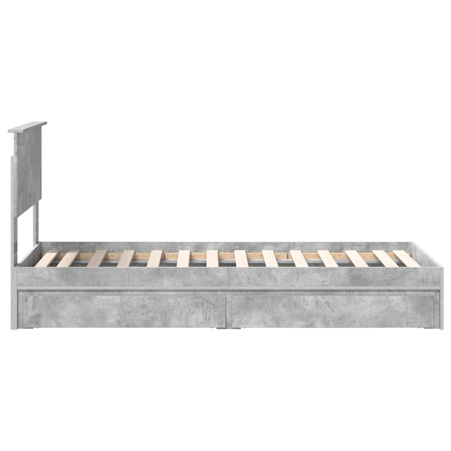 Letto con Contenitore con testiera Grigio cemento 75 x 190 cm | homemem39