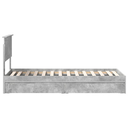 Letto con Contenitore con testiera Grigio cemento 75 x 190 cm | homemem39