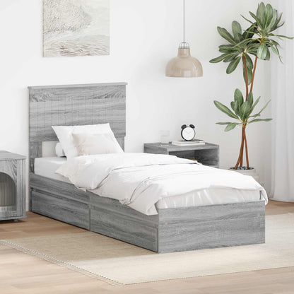 Letto con Contenitore con testiera Grigio Sonoma 75 x 190 cm | homemem39