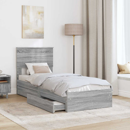 Letto con Contenitore con testiera Grigio Sonoma 75 x 190 cm | homemem39