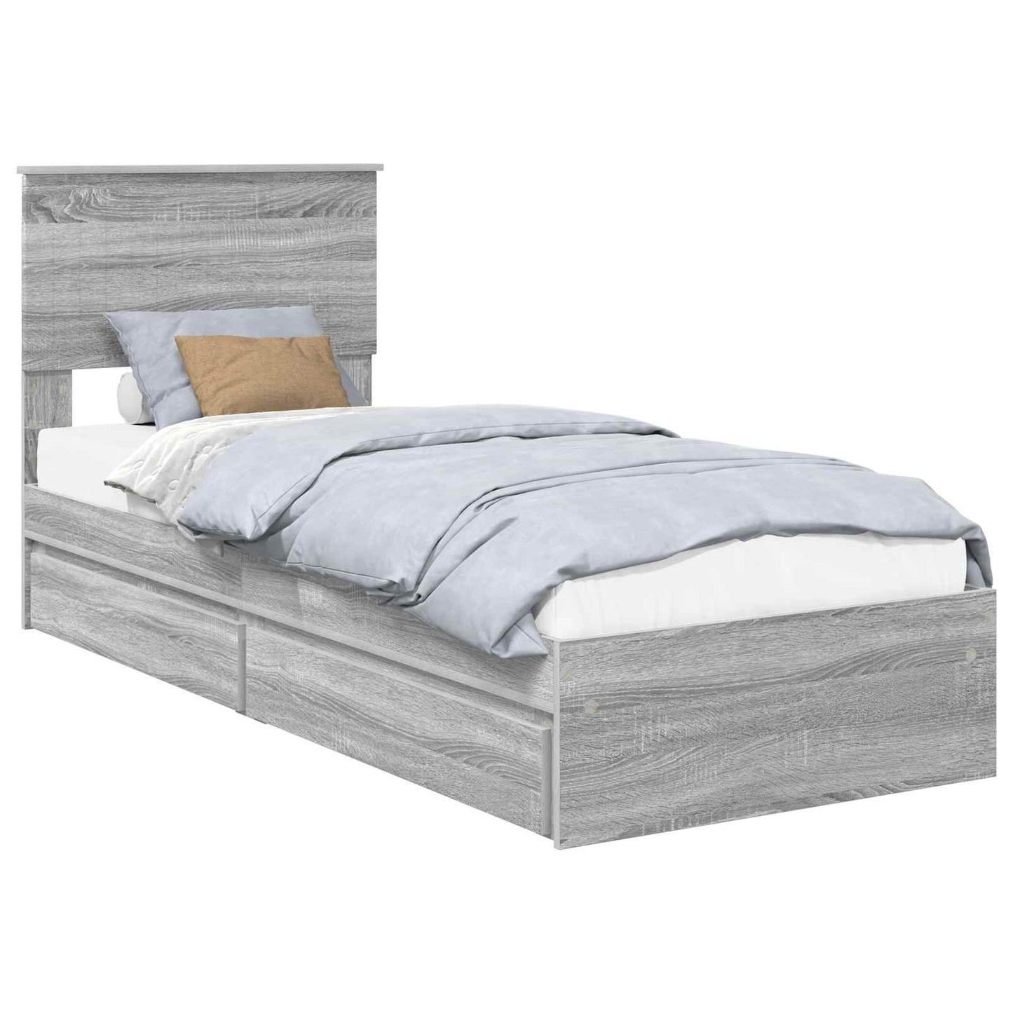 Letto con Contenitore con testiera Grigio Sonoma 75 x 190 cm | homemem39