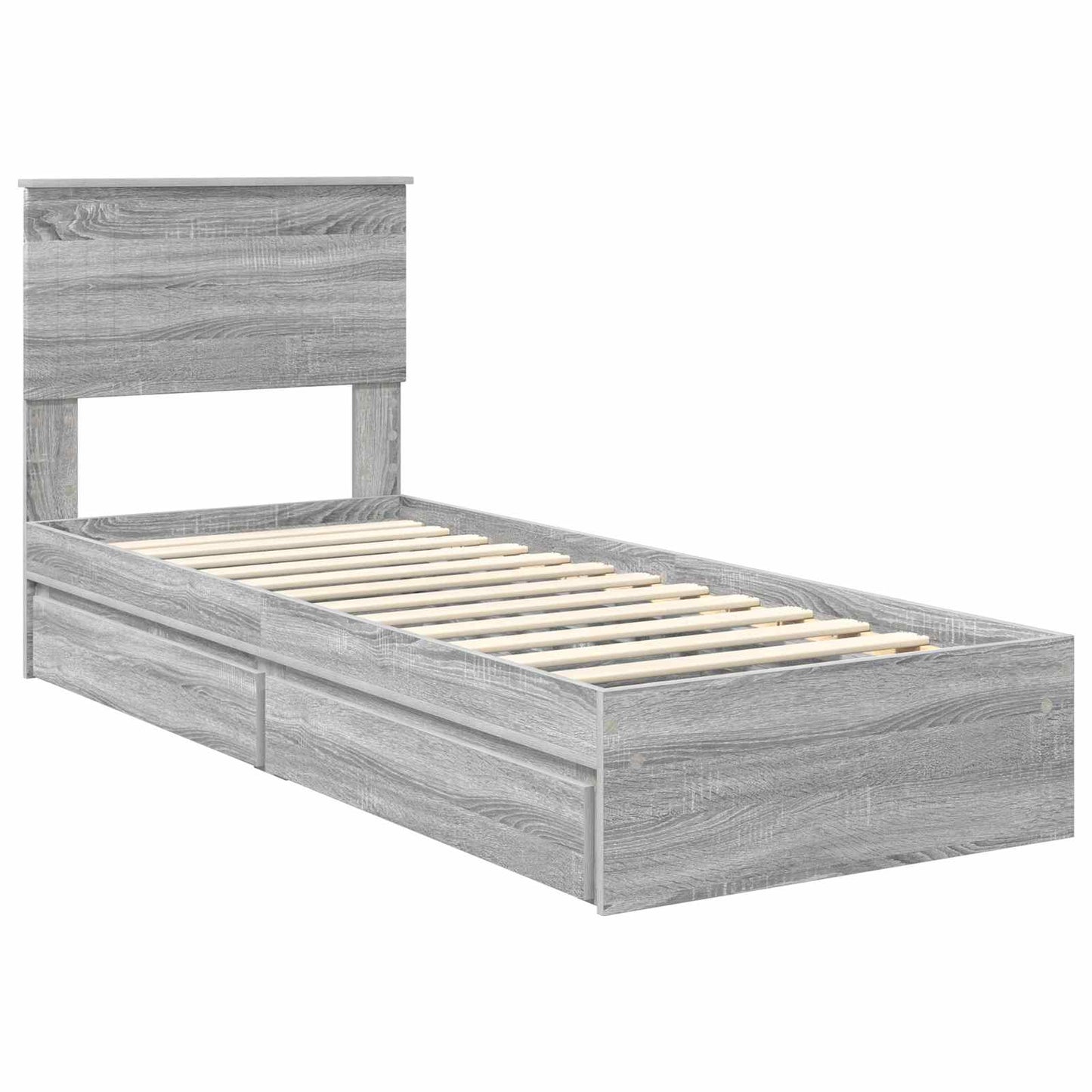 Letto con Contenitore con testiera Grigio Sonoma 75 x 190 cm | homemem39