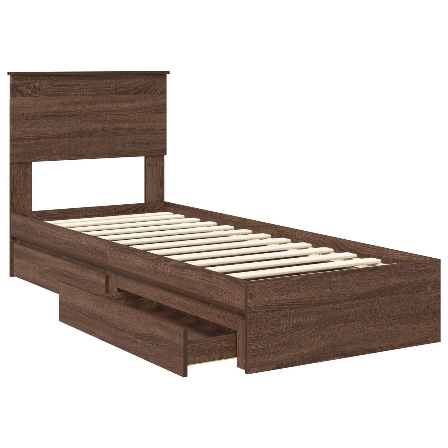 Letto con Contenitore con testiera Rovere Marrone 75 x 190 cm | homemem39