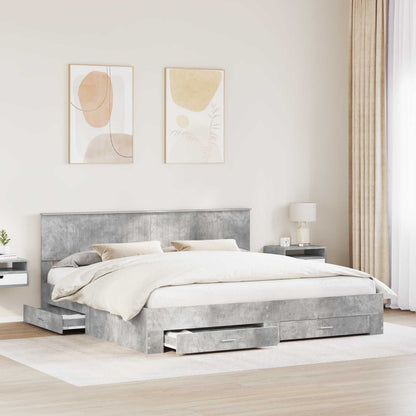 Struttura del letto con cassetto Grigio Cemento 200 x 200 cm | homemem39