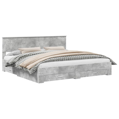 Struttura del letto con cassetto Grigio Cemento 200 x 200 cm | homemem39