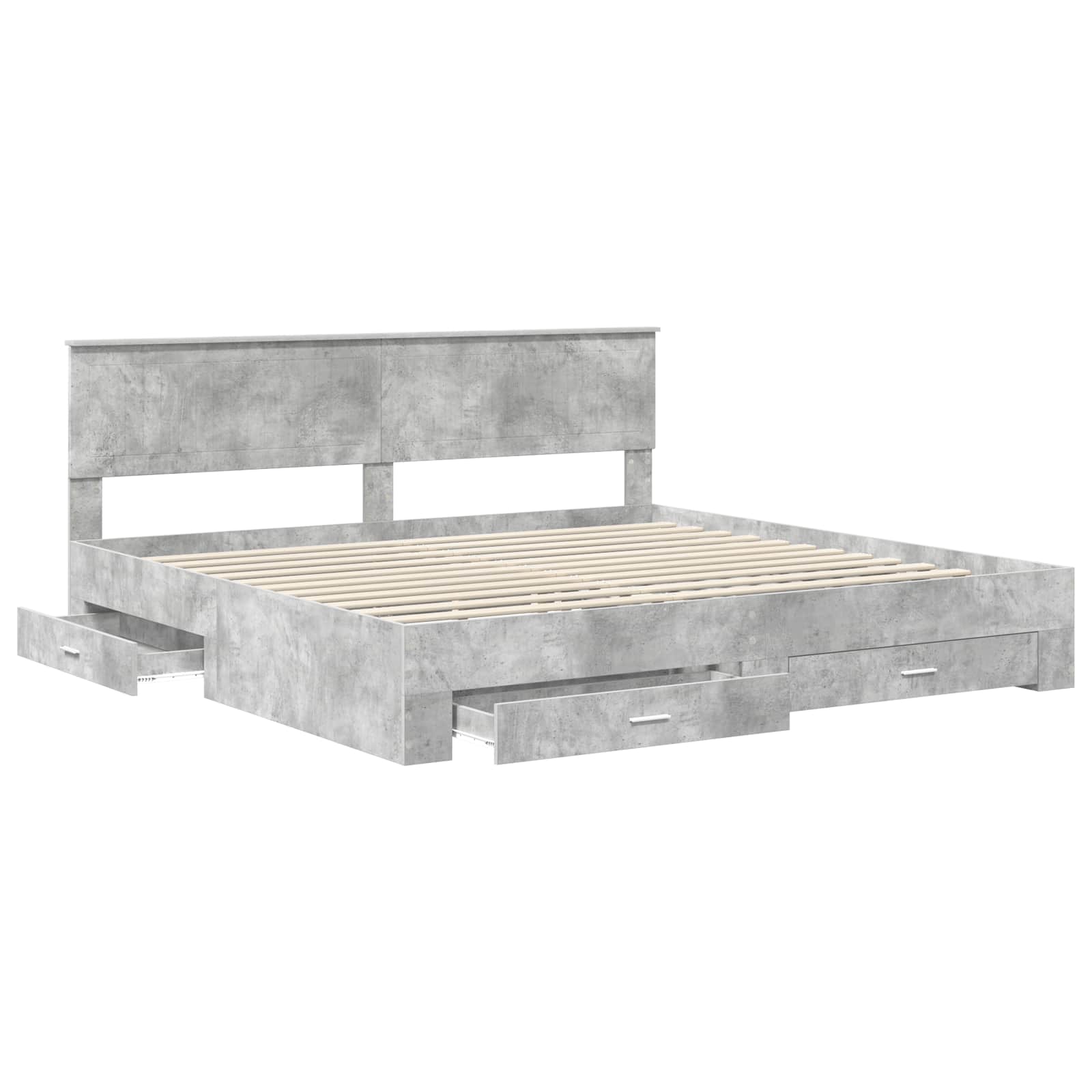 Struttura del letto con cassetto Grigio Cemento 200 x 200 cm | homemem39