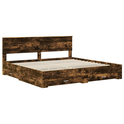 Struttura del letto con cassetto Rovere Fumo 200 x 200 cm | homemem39